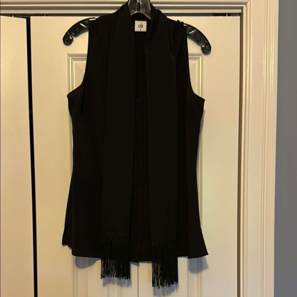 Chic Black Sleeveless Top with Scarf Detail